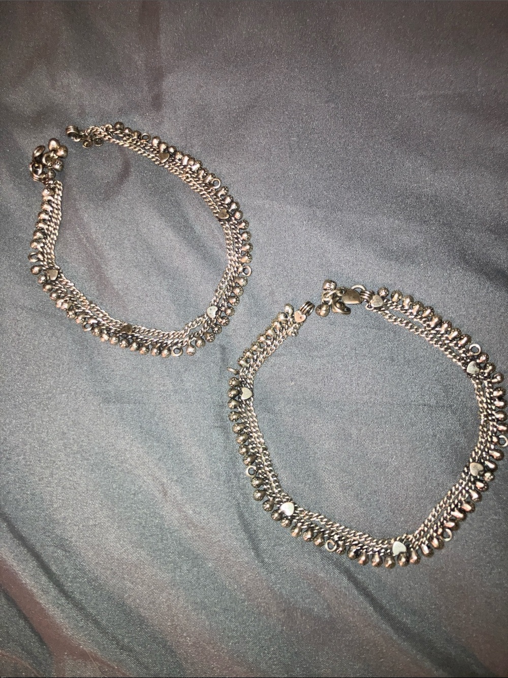 Vintage Silver Anklet Pair - Made in India